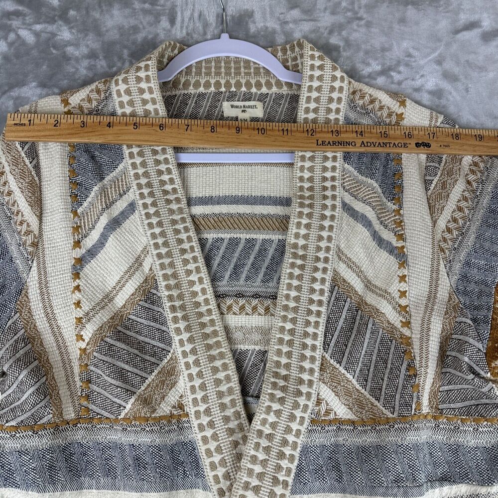World‎ Market Woven Tapestry Jacket Women's S/M White Tan Blue Lagenlook (0985) - Picture 10 of 12